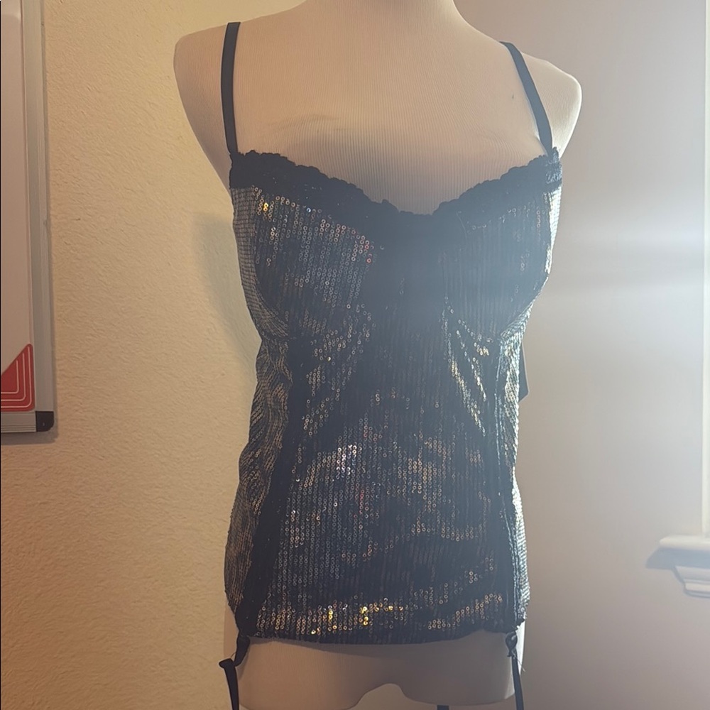 Dreamgirl Black Sequin Bustier Camisole